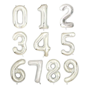 Silver 16 Inch Foil Balloon Numbers (Air-Filled)