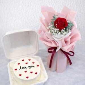 Rose Sweetness With Cake (Fresh flower)