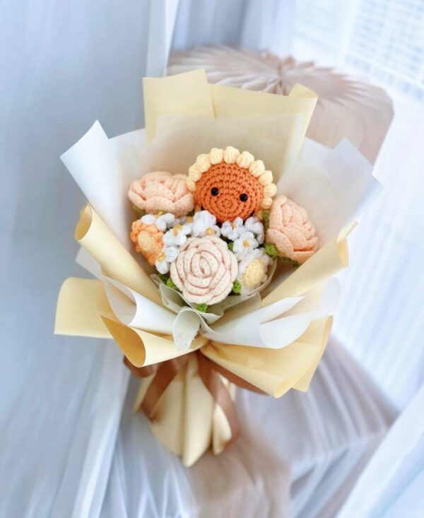 Peachy Stitched (Crochet Bouquet)