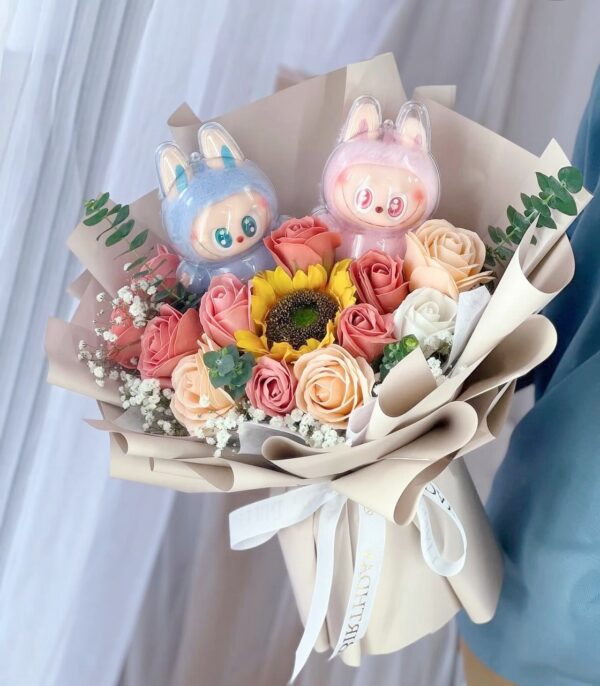 Joyful Labubu Duo (Soap Flower)