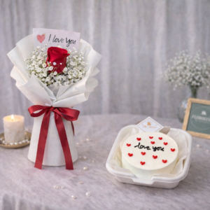 ILY Rose & ILY Cake (Fresh Flower)