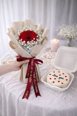 Single Daisy & Cake (Fresh Flower)