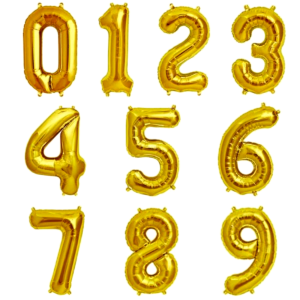 Gold 16 Inch Foil Balloon Numbers (Air-Filled)